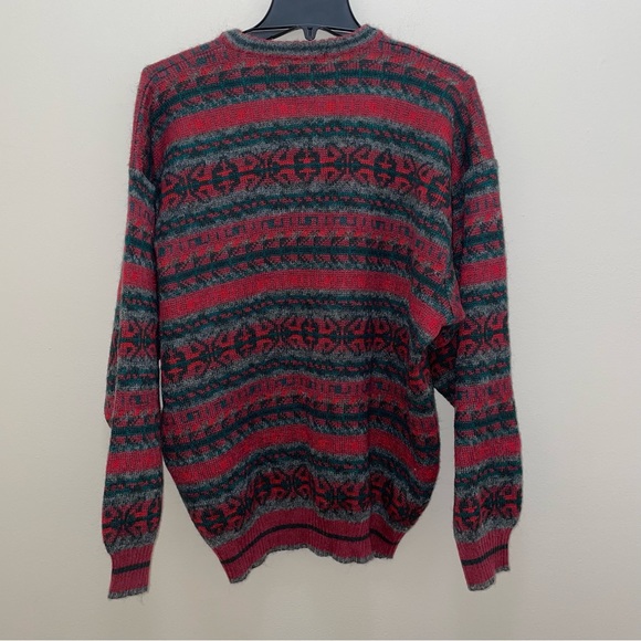 Vintage Pulligan Mohair Blend Red/Gray Southwestern Ugly Grandpa Sweater Large - Picture 7 of 10